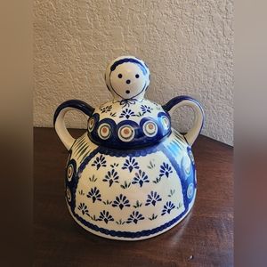 Polish Pottery 6" Cheese Lady Butter Dome TOP ONLY NO PLATE Floral Poland
